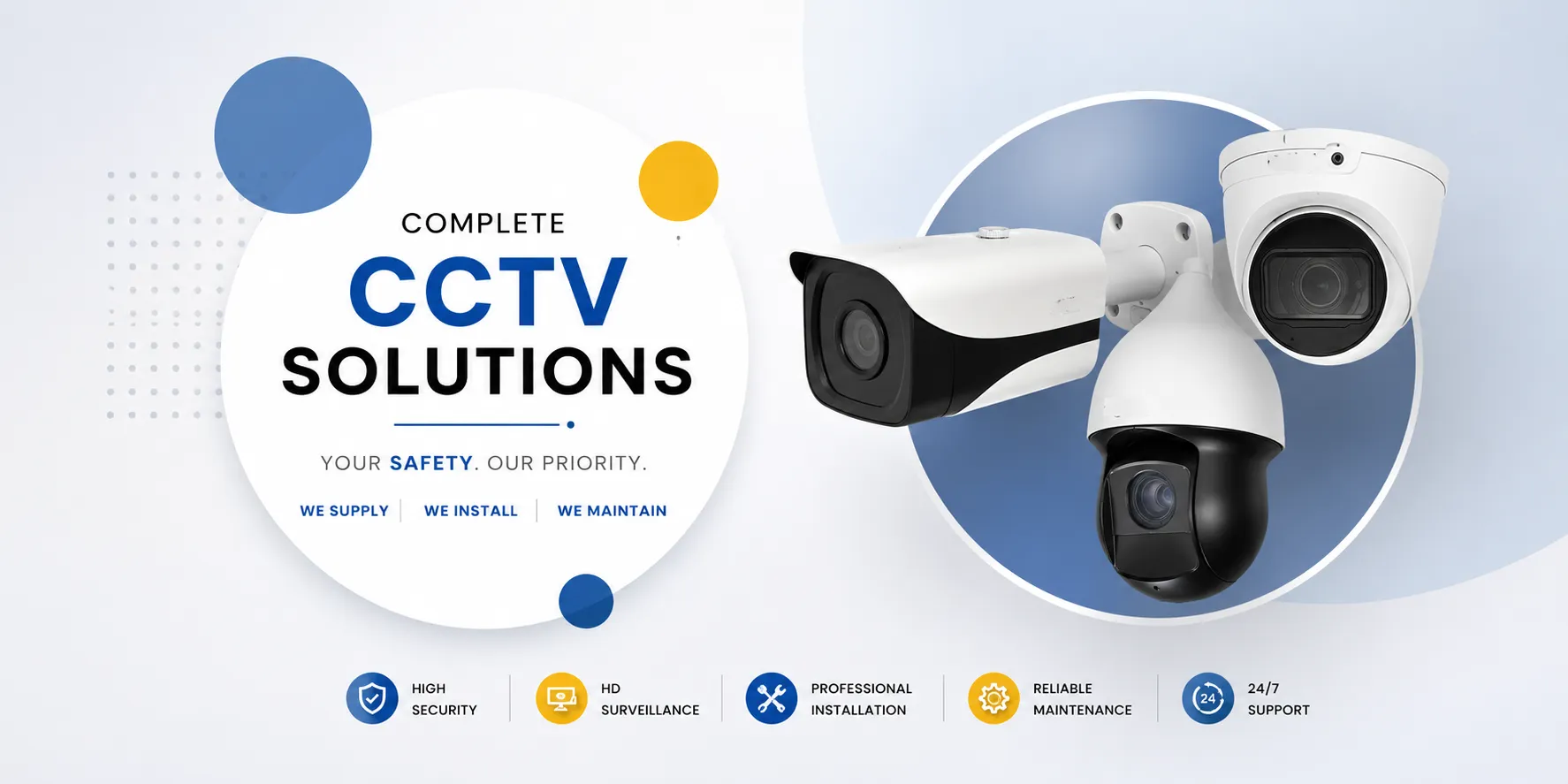 Complete CCTV solutions in Indore from Swastik Info Solution. We supply, install and maintain security cameras