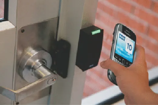 Biometric fingerprint attendance machine fitted at an office in Indore