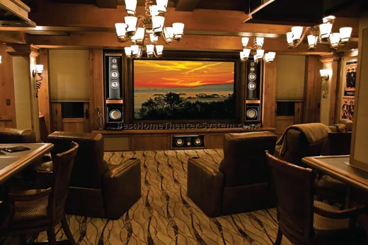 Home theatre room with projector screen and surround speakers in Indore